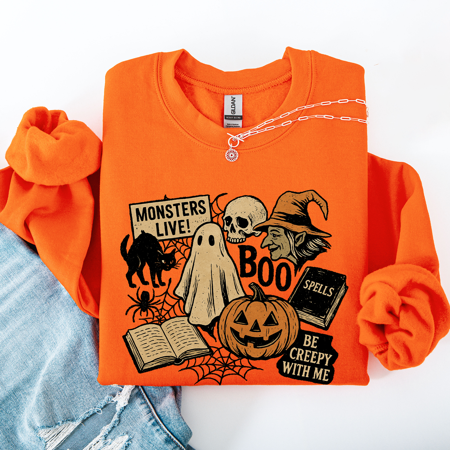 Retro Halloween, Monsters, Witch, Creepy Sweatshirt