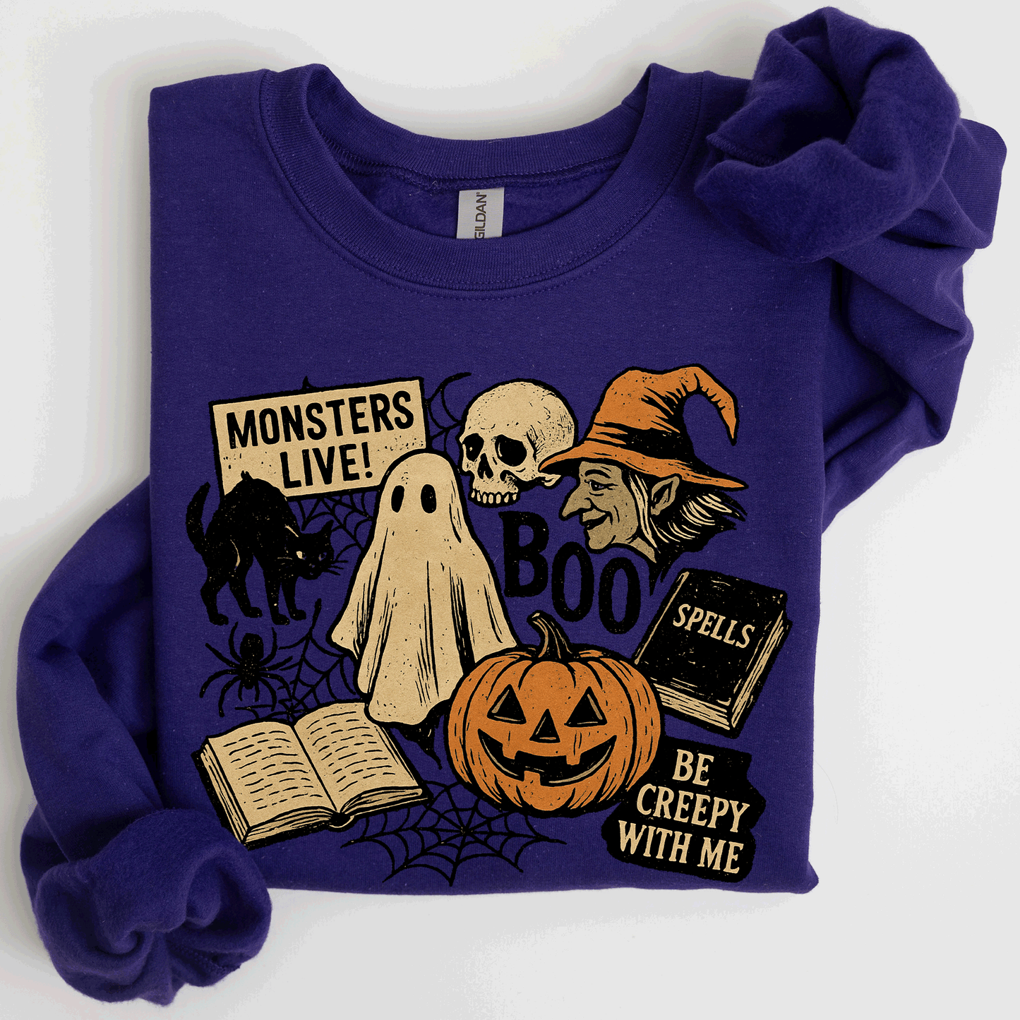 Retro Halloween, Monsters, Witch, Creepy Sweatshirt