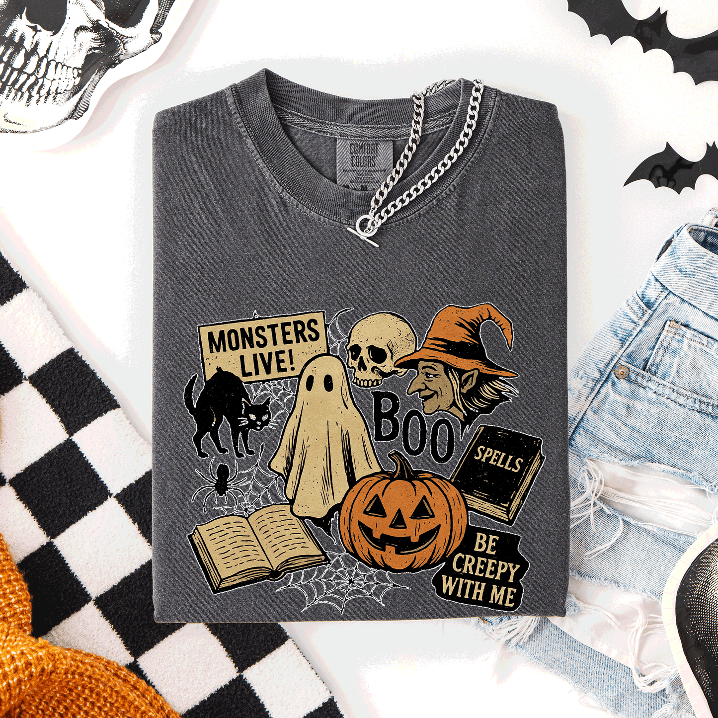Retro Halloween, Monsters, Witch, Creepy, Comfort Colors T-Shirt