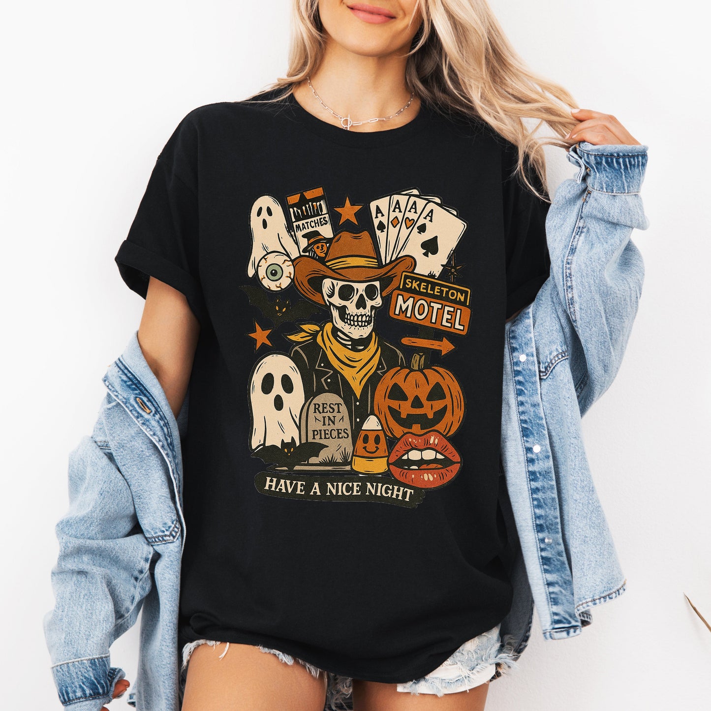 Retro Skeleton Motel, Classic, Vintage Halloween, Tshirt