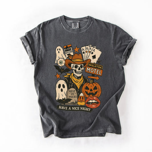 Retro Skeleton Motel, Classic, Vintage Halloween, Comfort Colors T-Shirt