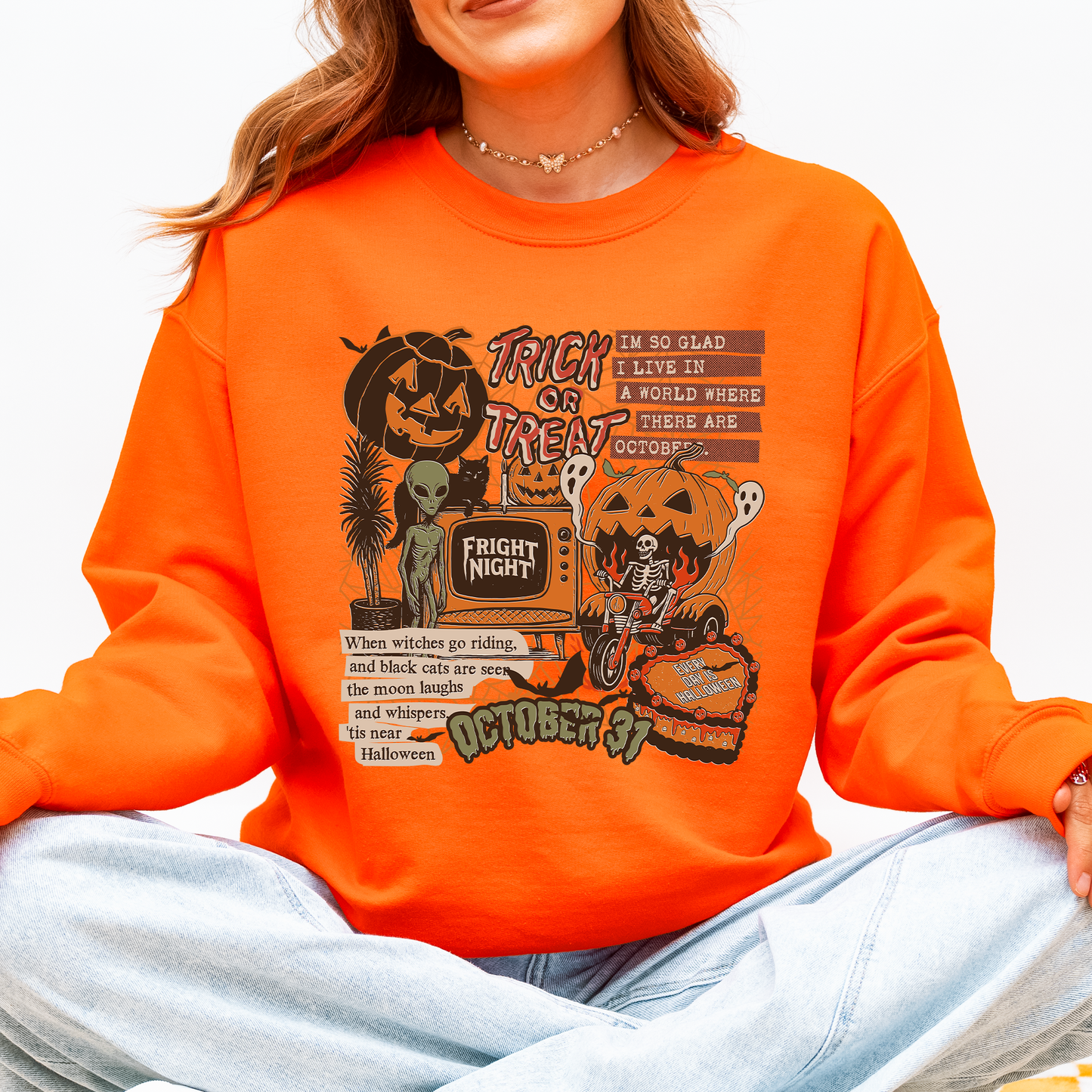 Retro Trick Or Treat, Creep, Halloween, Spooky, Vintage Sweatshirt