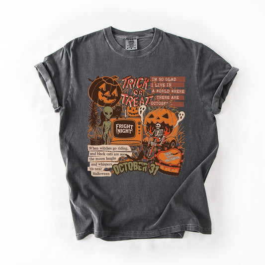 Retro Trick Or Treat, Creep, Halloween, Spooky, Vintage, Comfort Colors T-Shirt