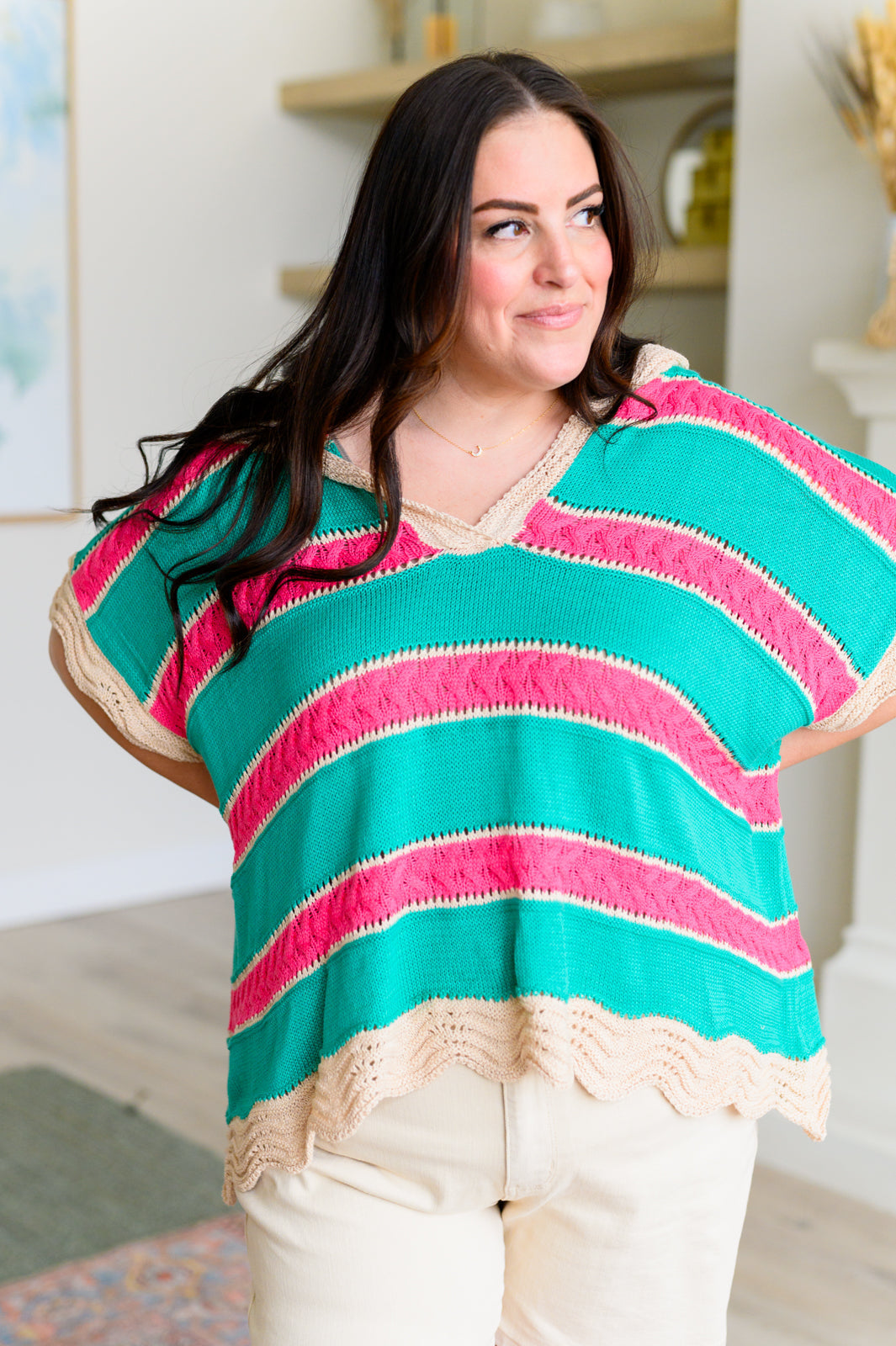 Rhythm and Blues Striped Hooded Top Sweater