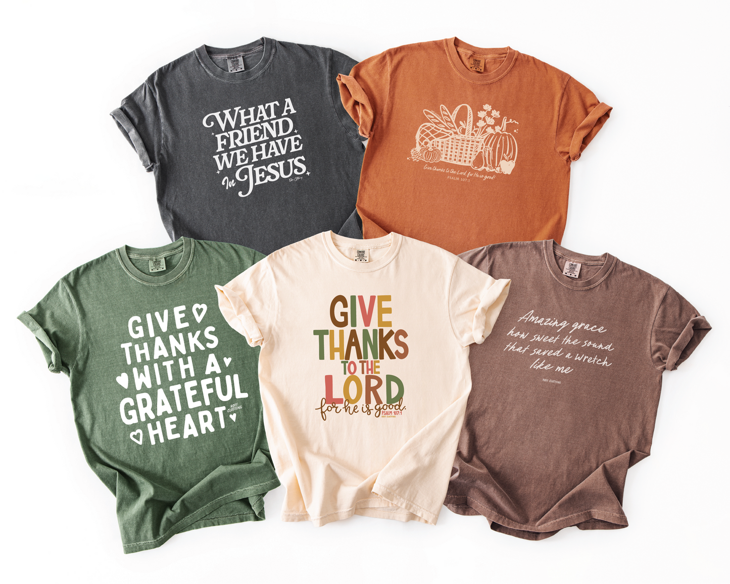 Give Thanks Multi Color Short Sleeve T-Shirt Comfort Colors