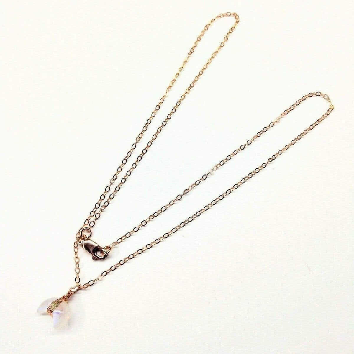 Rose Gold Wire Wrapped Crescent Moonstone Necklace Alexa Martha Designs