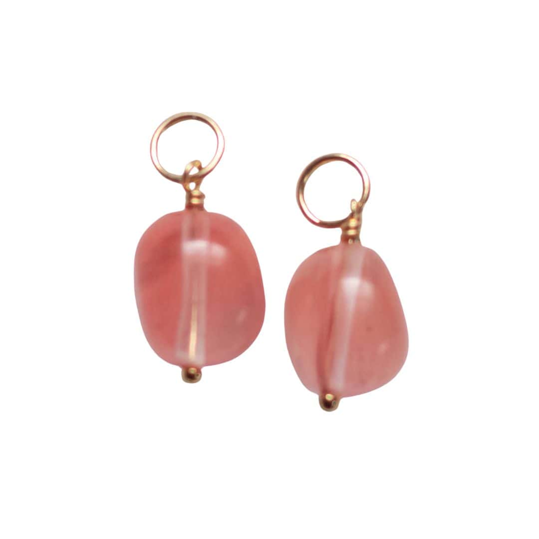 Rose Quartz Charm 14k Gold Filled Hoop Charms Sela Designs