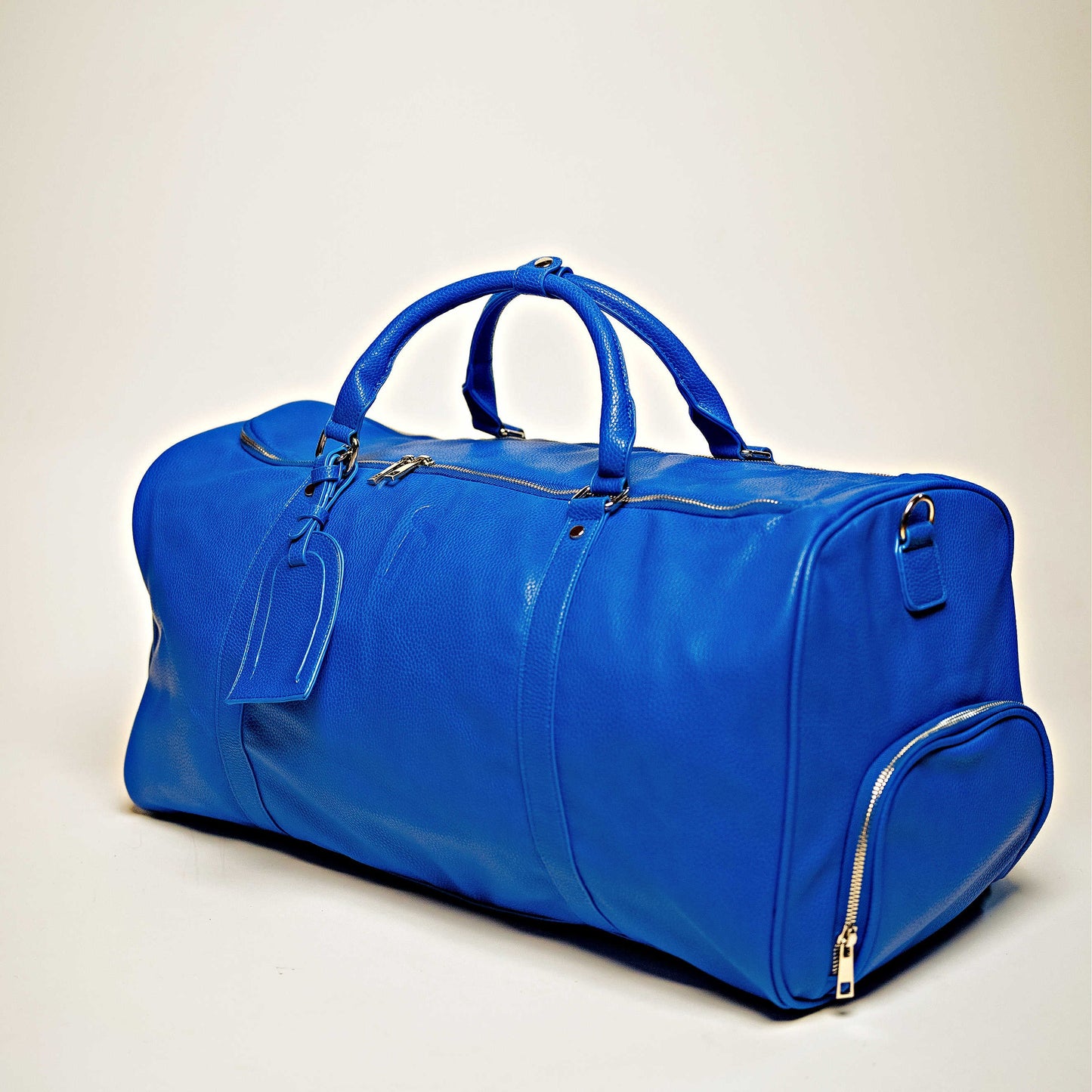 Royal Blue Leather Duffle Bag Sole Premise