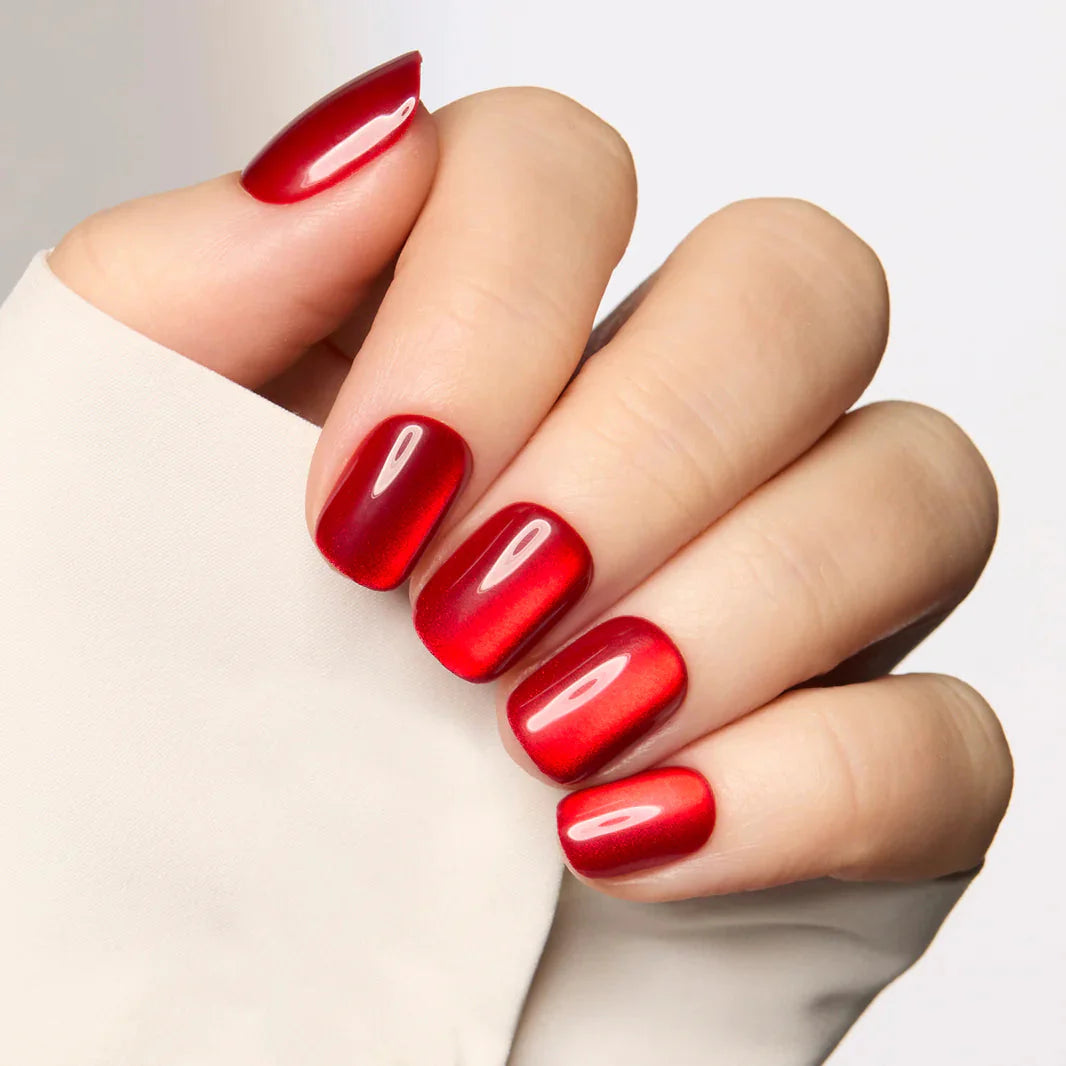 Square Red Press On Nails Long Lasting Reusable Hot Love