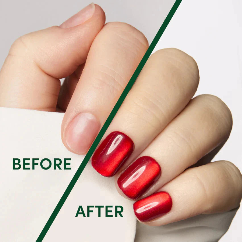 Square Red Press On Nails Long Lasting Reusable Hot Love