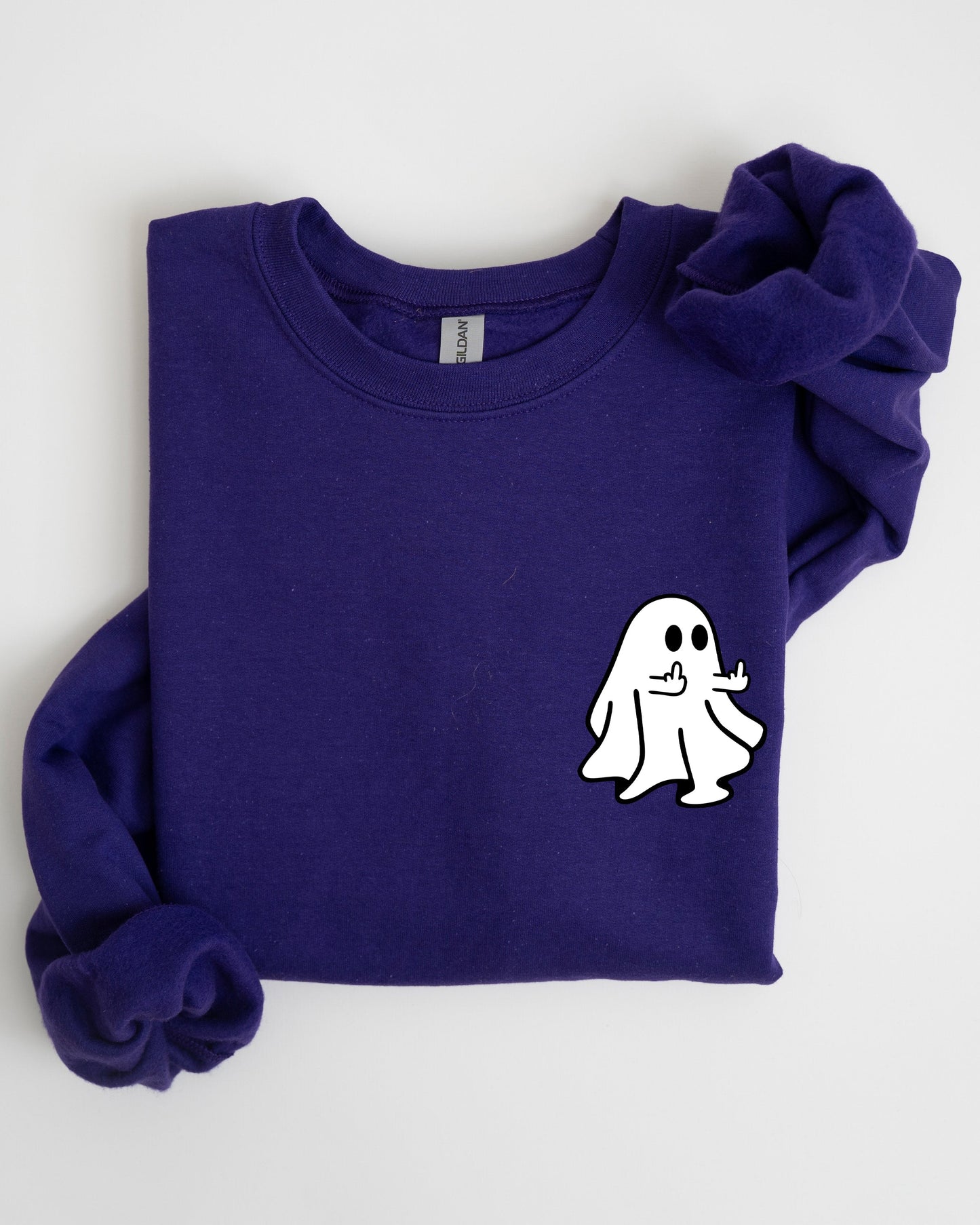 Rude Ghost Pocket Print, Middle Finger, Crude, Vulgar, Funny, Meme, Halloween Sweatshirt