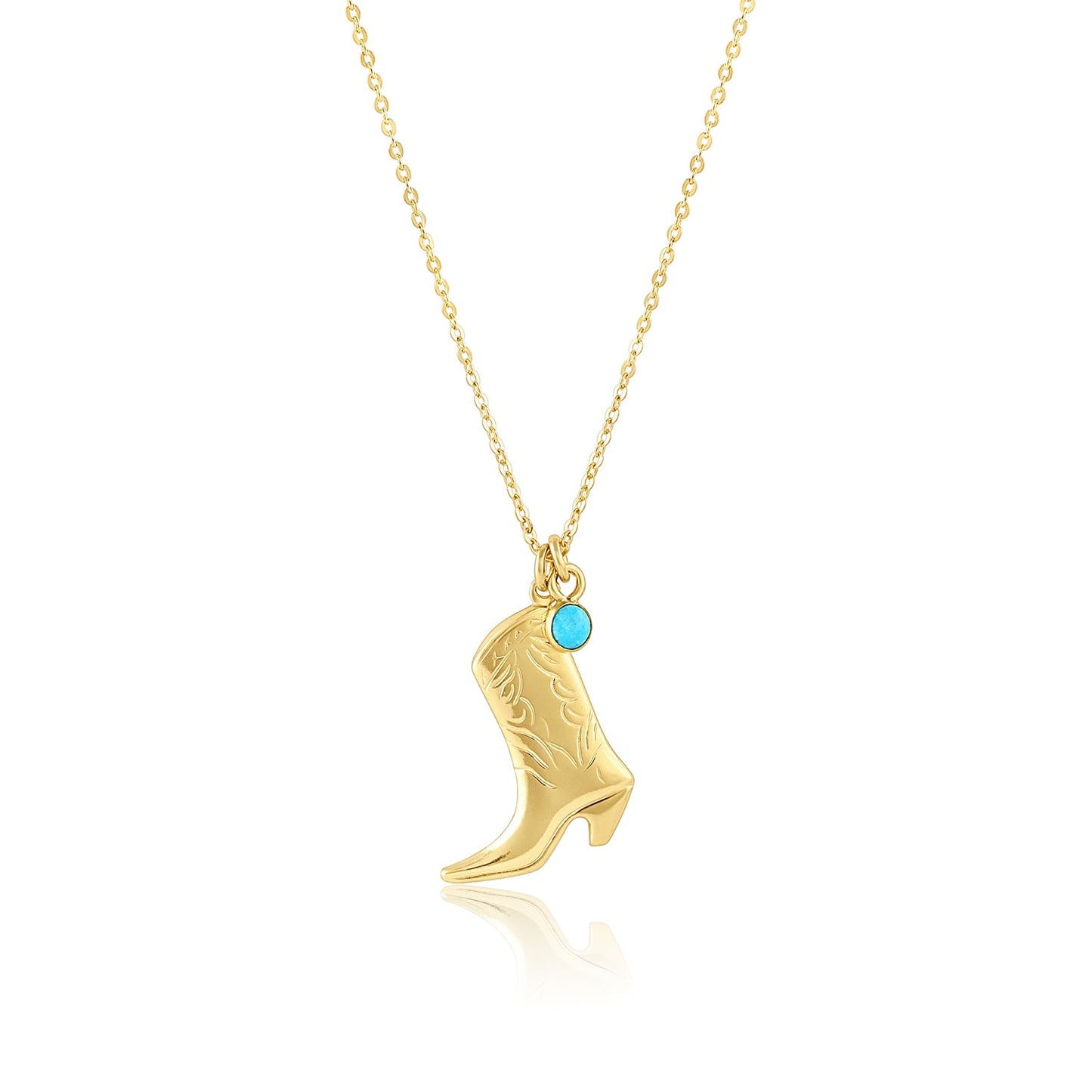 Ryder 14k Gold Filled Necklace with Cowboy Boot and Turquoise Charm