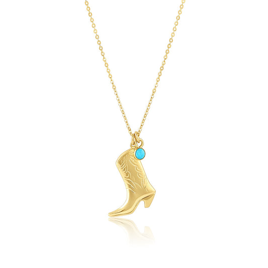 Ryder 14k Gold Filled Necklace with Cowboy Boot and Turquoise Charm