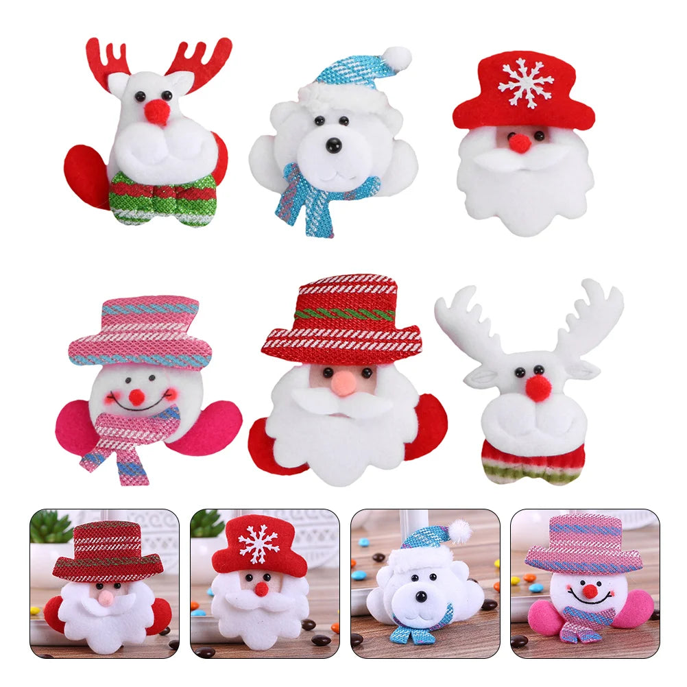 6 Pcs Christmas Glow Brooch The Flash Toys Brooches Chic Lovely Adornments LED Badges Supplies Cotton Child