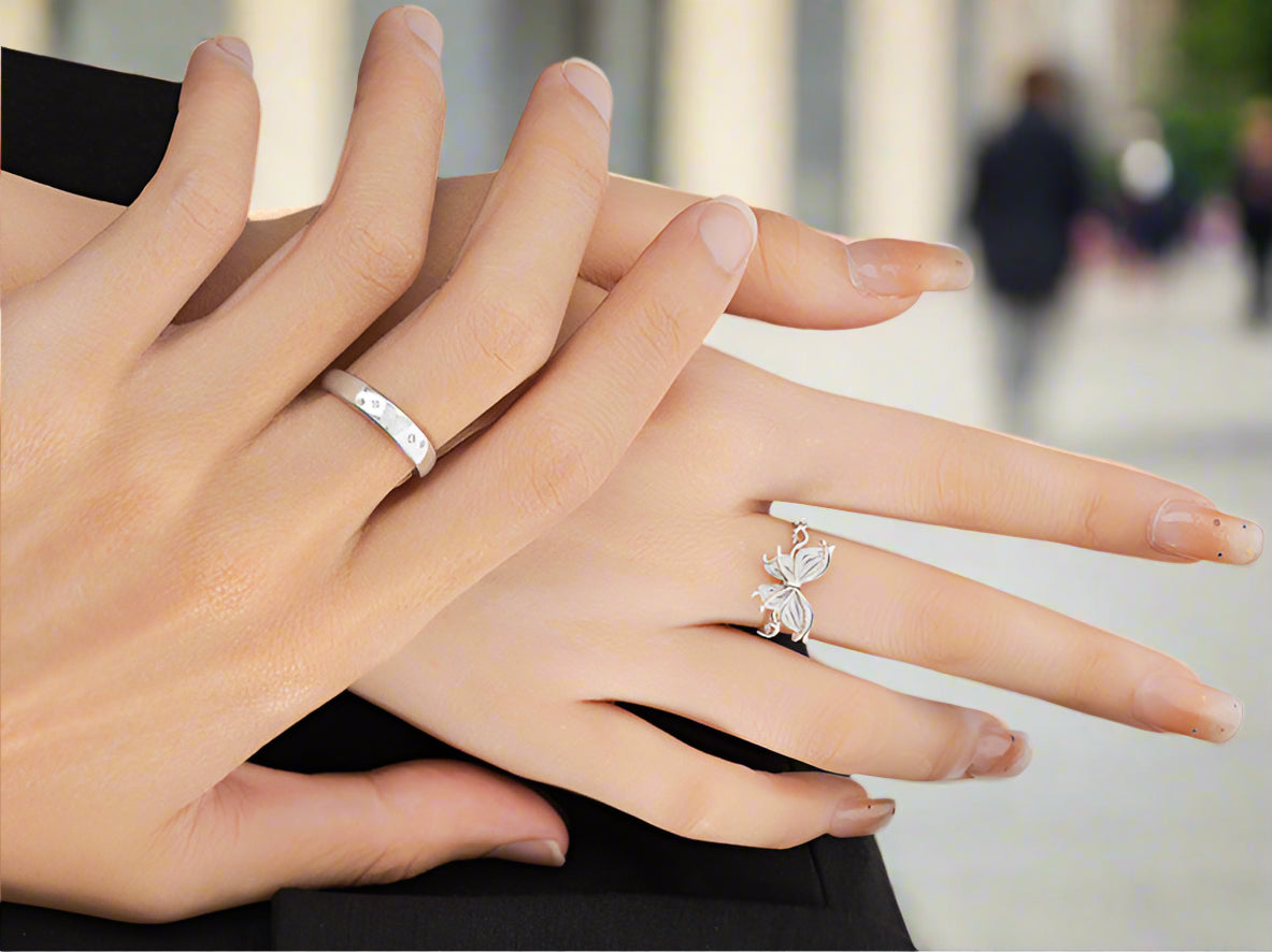 Butterfly Adjustable 925 Sterling Silver Ring Elegant Vintage Nature Jewelry