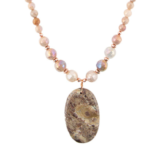Jasper Slab in Pink Necklace