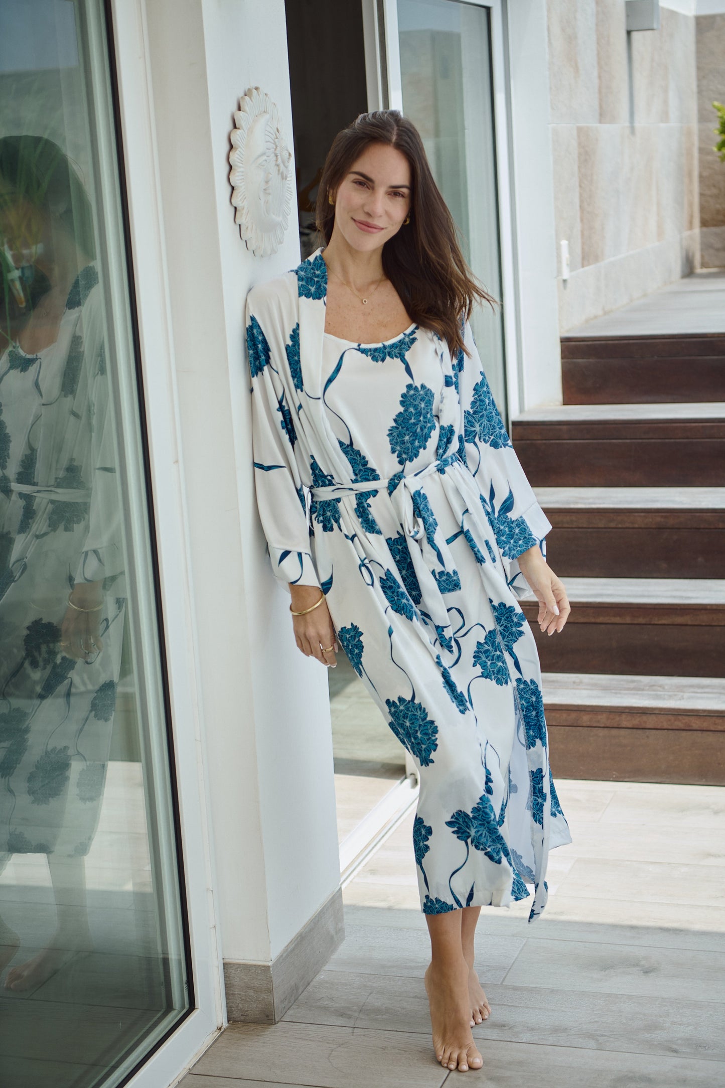 Washable Silk Blossom Pajama Kimono & Dress Set