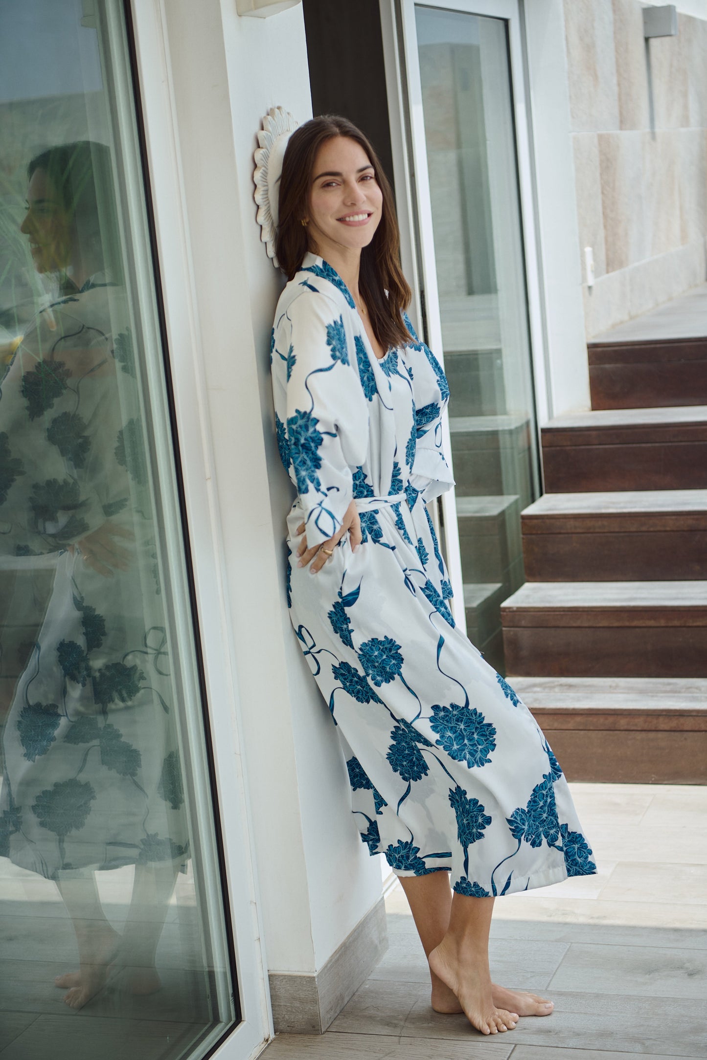 Washable Silk Blossom Pajama Kimono & Dress Set