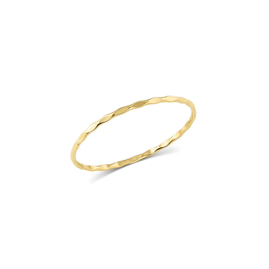 14k Yellow Gold Hammered Milan Ring