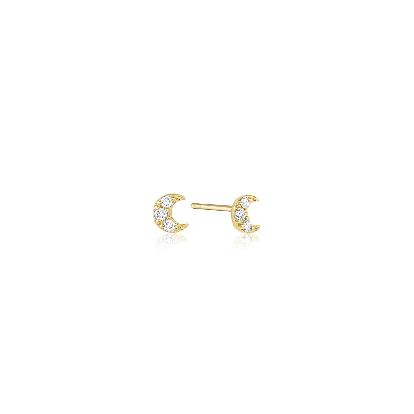 14k Yellow Gold Champagne Diamond Moon Studs Earrings Claro Studs