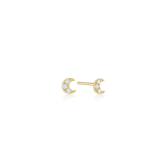 14k Yellow Gold Champagne Diamond Moon Studs Earrings Claro Studs