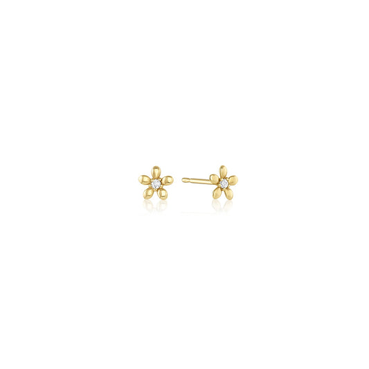 14k Yellow Gold Champagne Diamond Moscow Studs Earrings