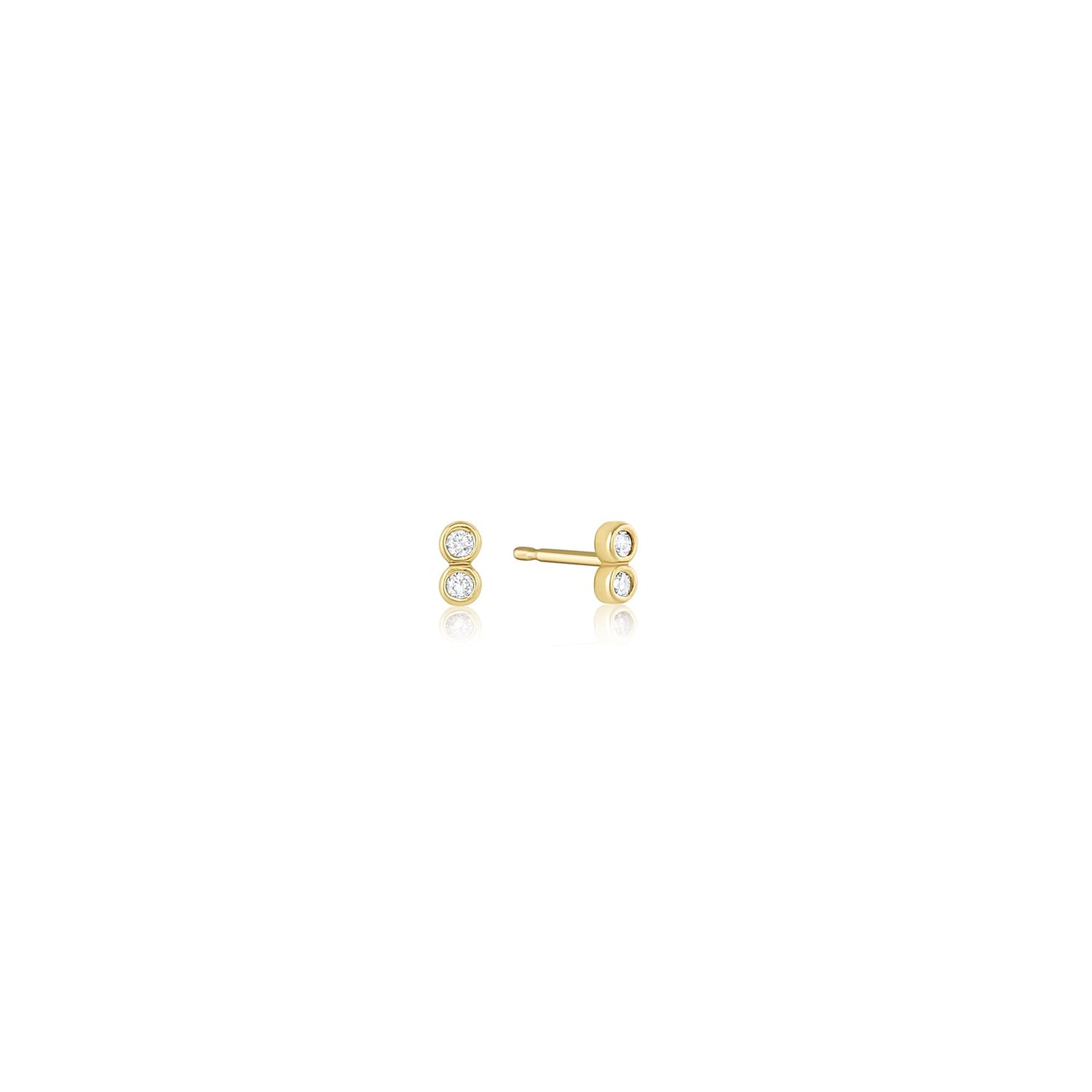 Yellow Gold Double Circle Studs with Champagne Diamonds Oslo Studs