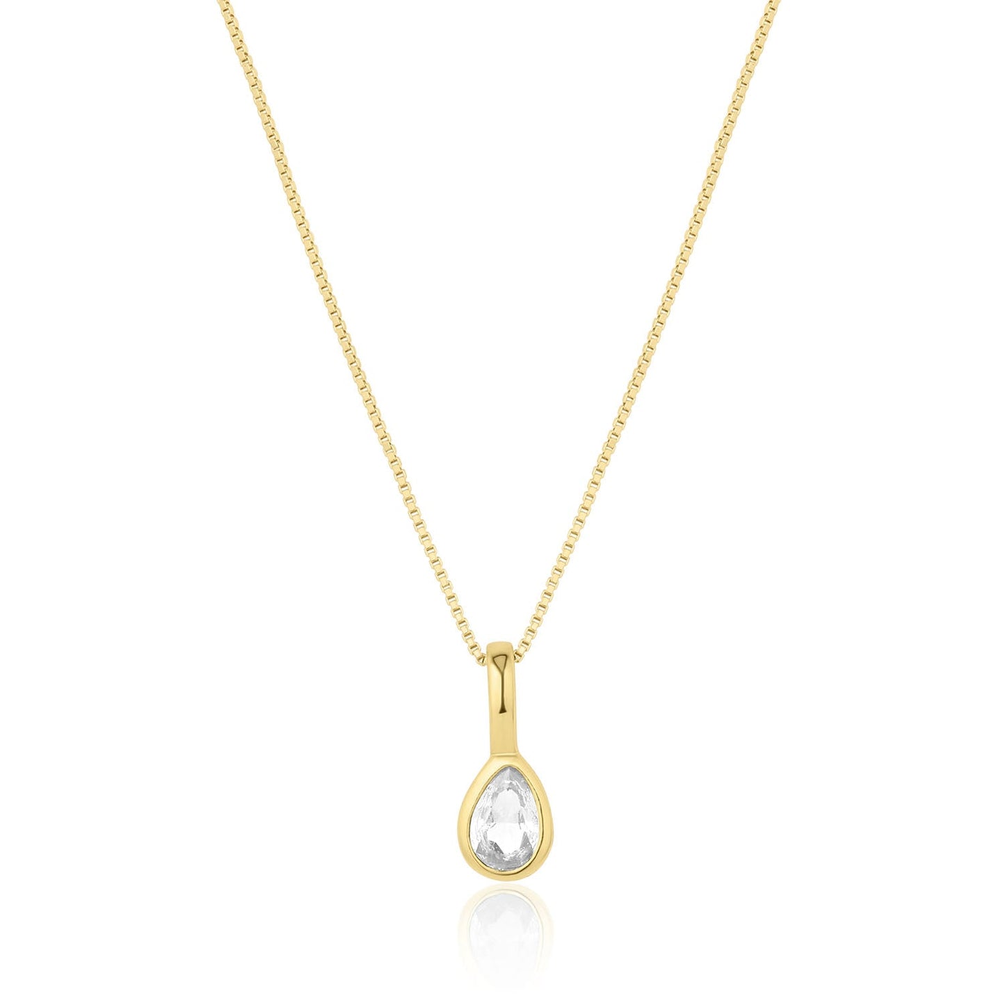 Teardrop Cubic Zirconia Birthstone Necklace 18k Gold Over Brass