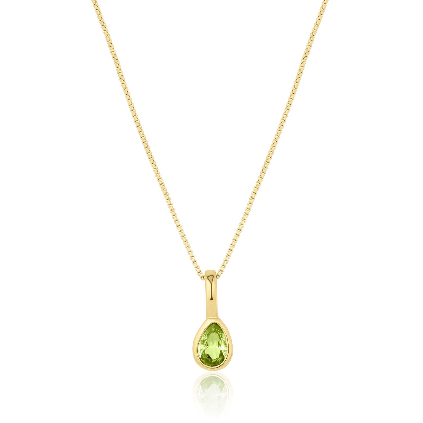 Teardrop Cubic Zirconia Birthstone Necklace 18k Gold Over Brass