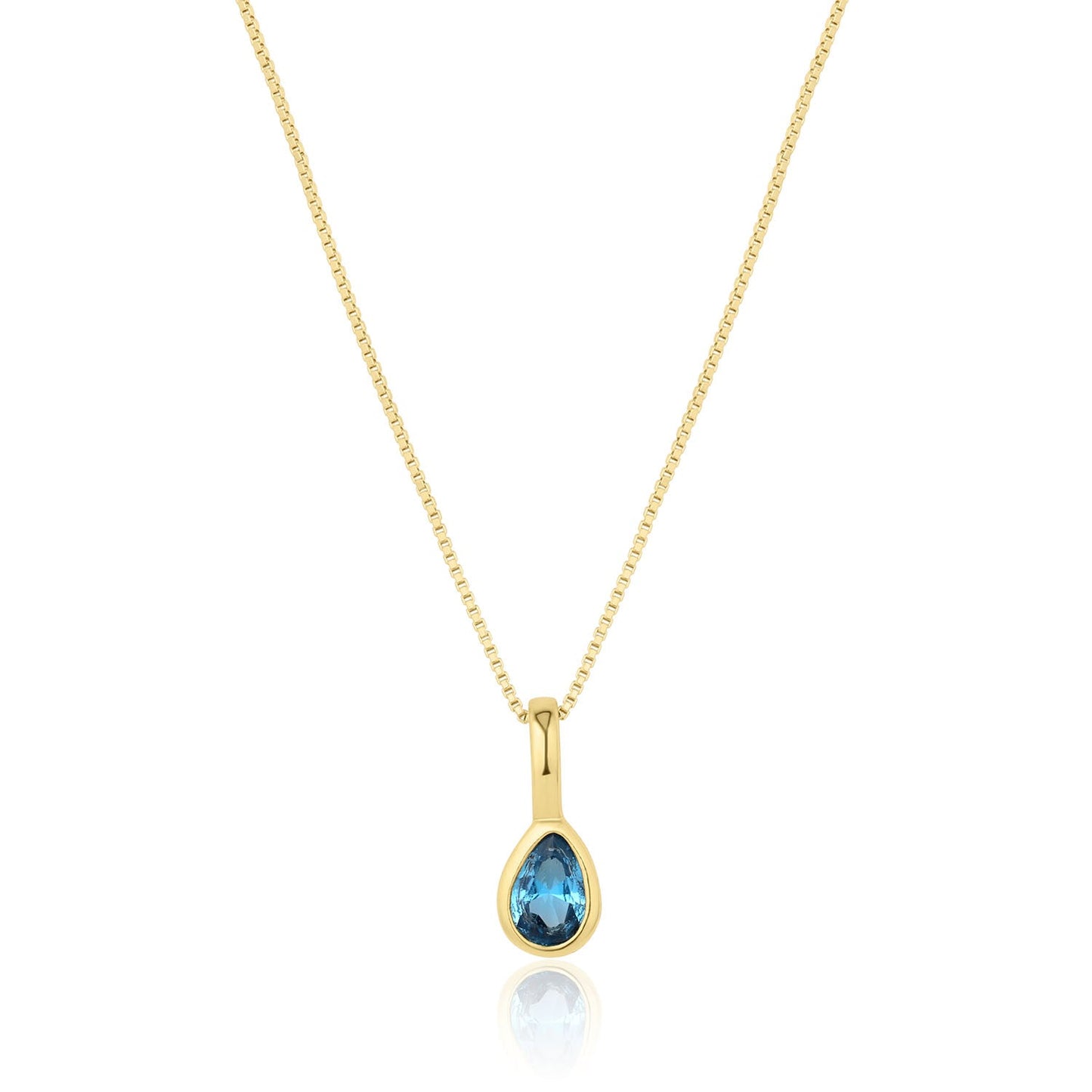 Teardrop Cubic Zirconia Birthstone Necklace 18k Gold Over Brass