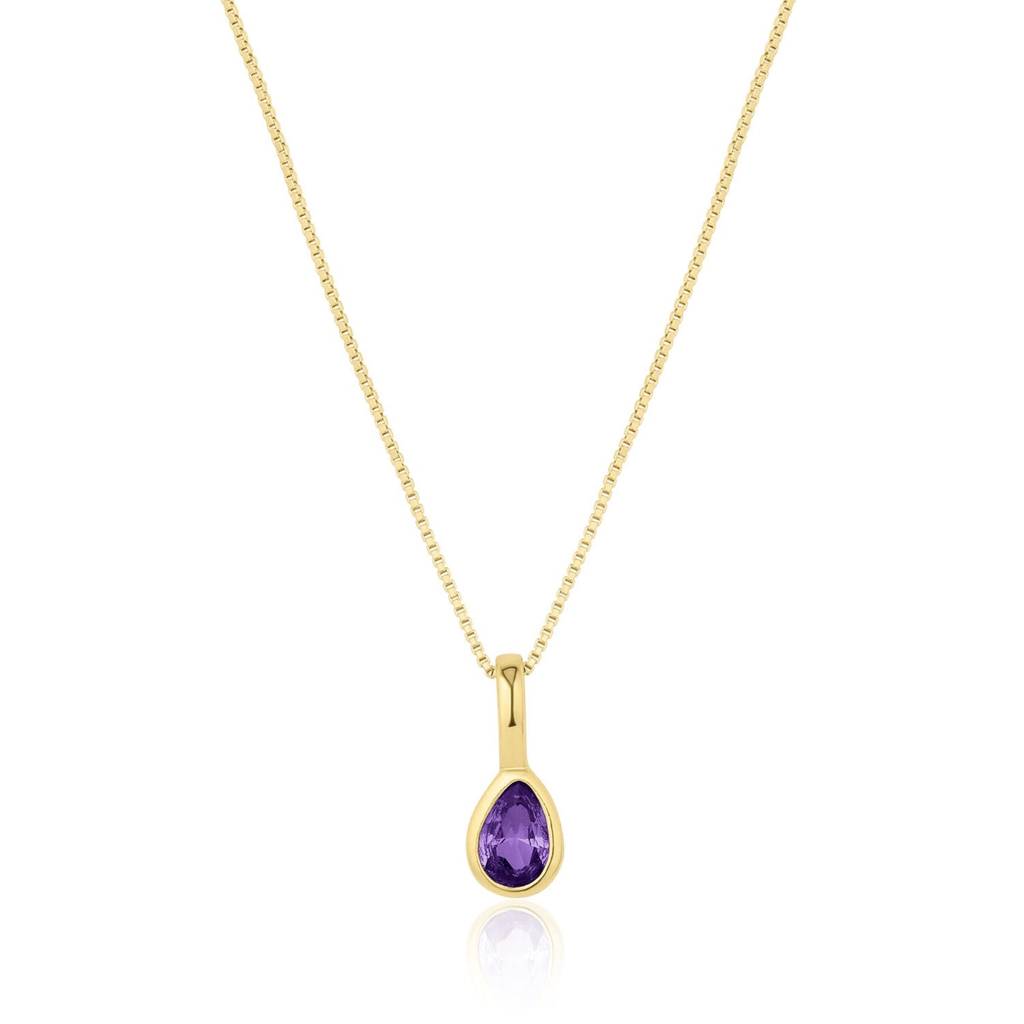 Teardrop Cubic Zirconia Birthstone Necklace 18k Gold Over Brass