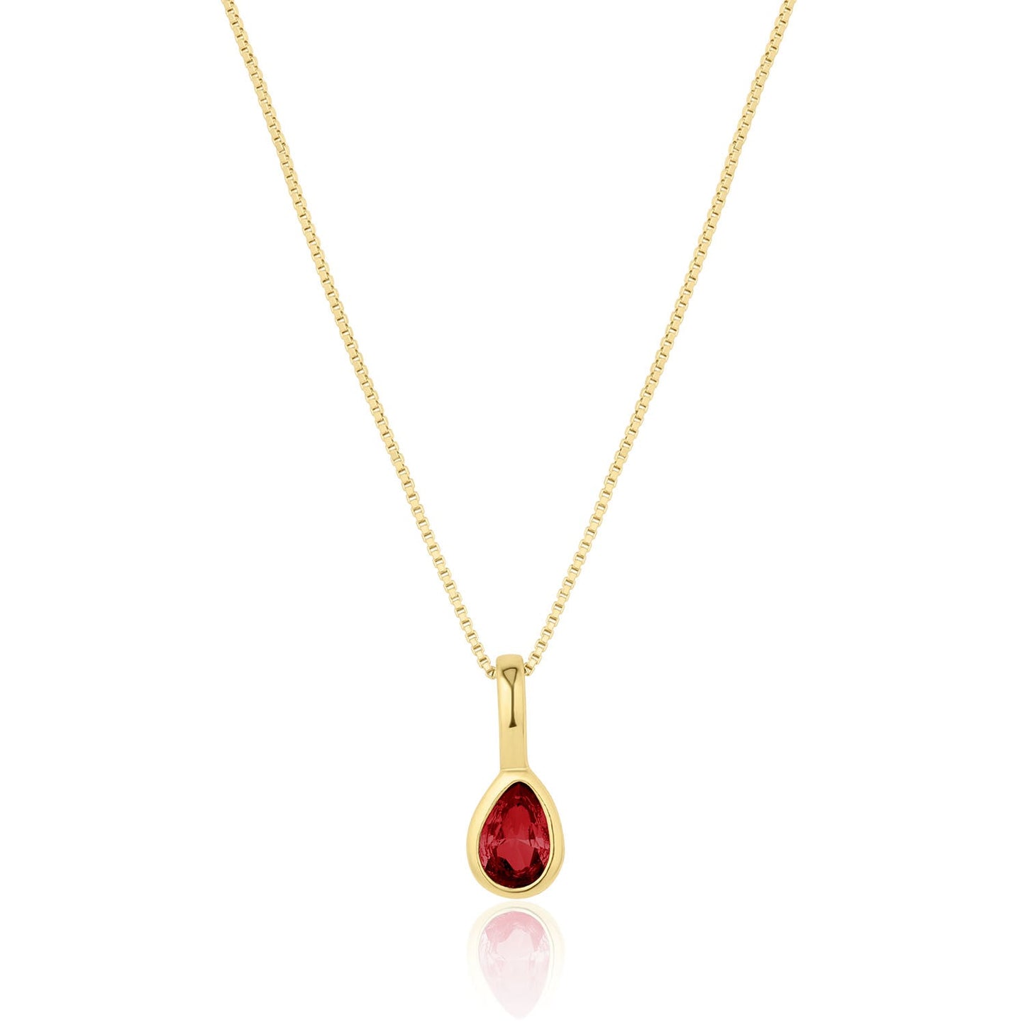 Teardrop Cubic Zirconia Birthstone Necklace 18k Gold Over Brass