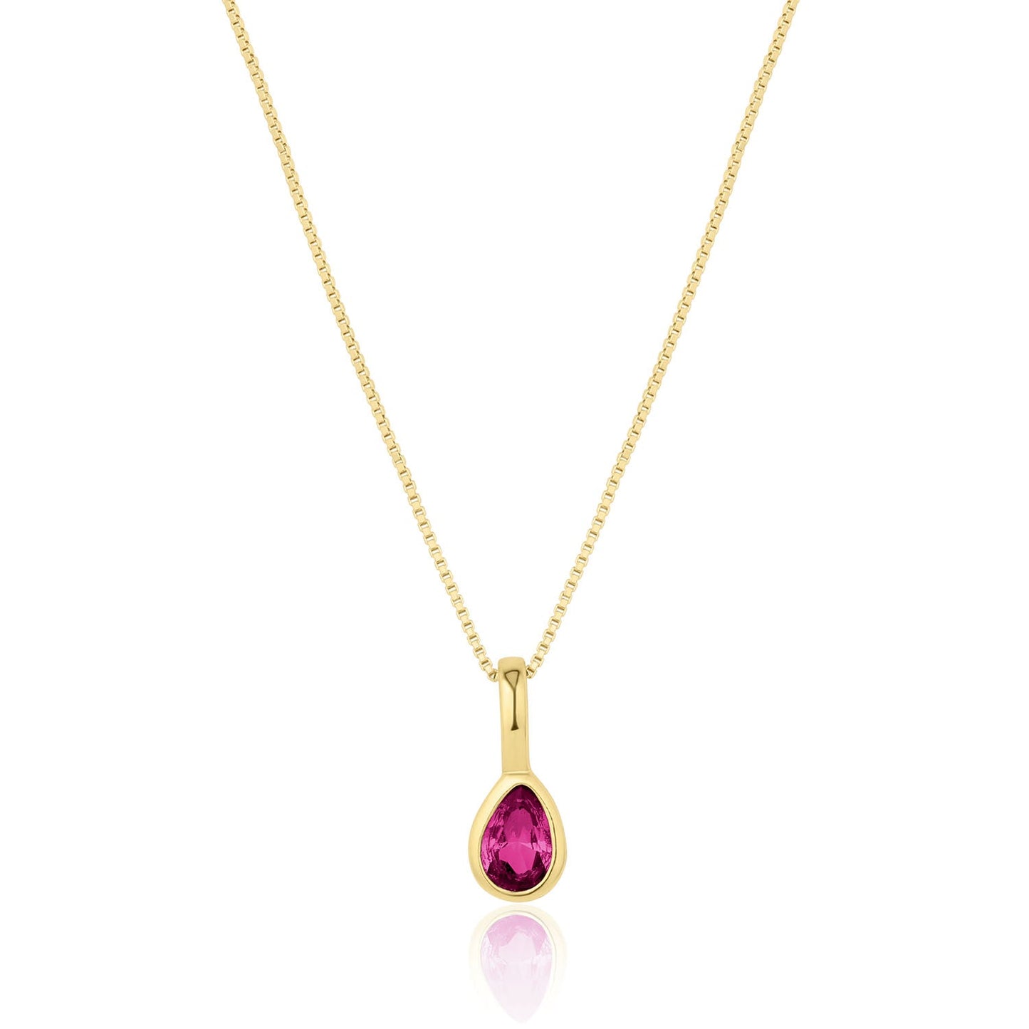 Teardrop Cubic Zirconia Birthstone Necklace 18k Gold Over Brass