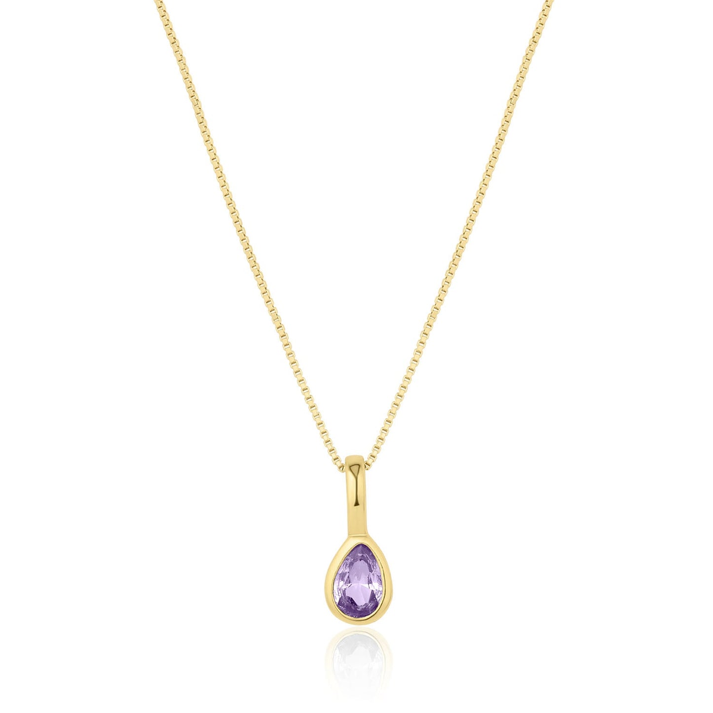 Teardrop Cubic Zirconia Birthstone Necklace 18k Gold Over Brass