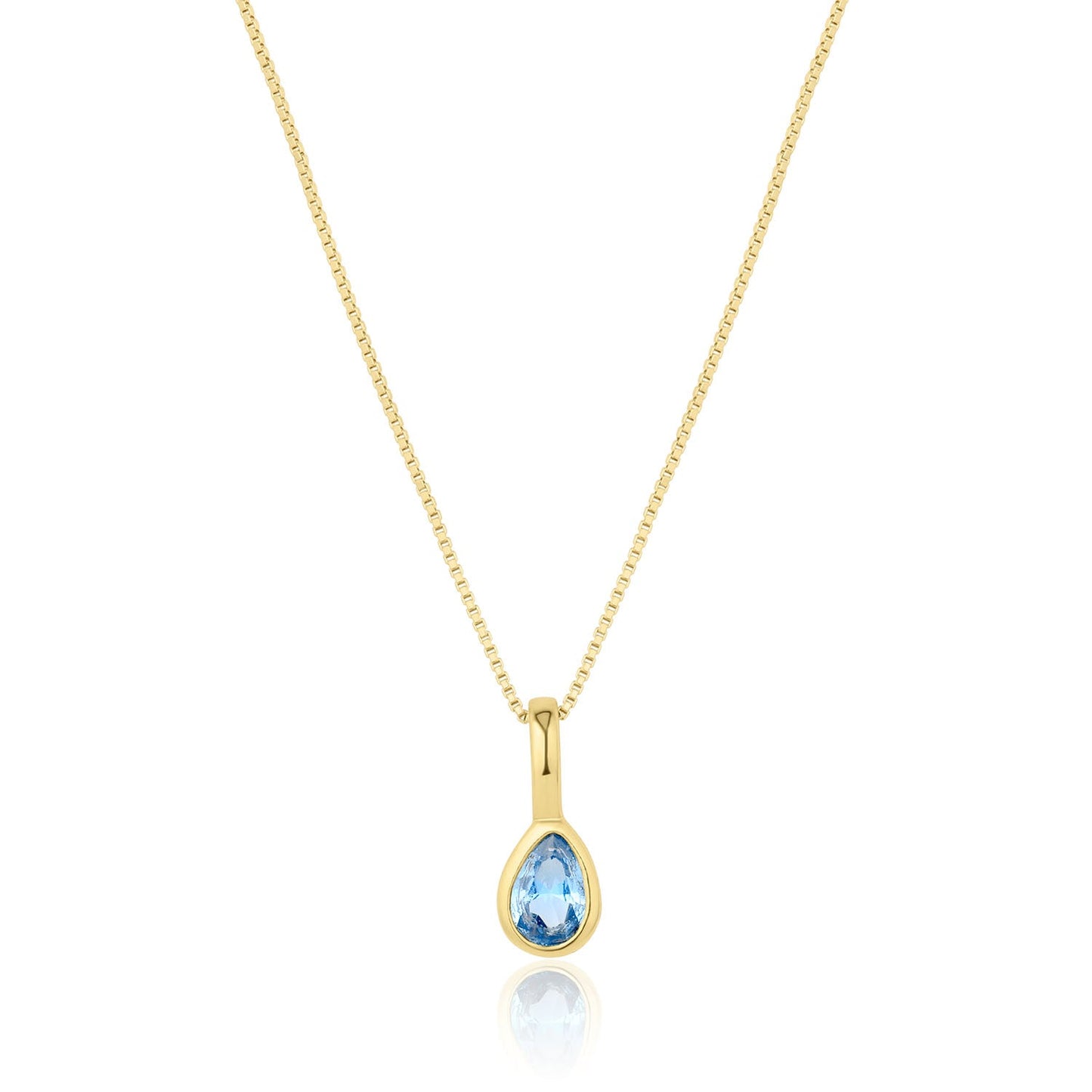Teardrop Cubic Zirconia Birthstone Necklace 18k Gold Over Brass