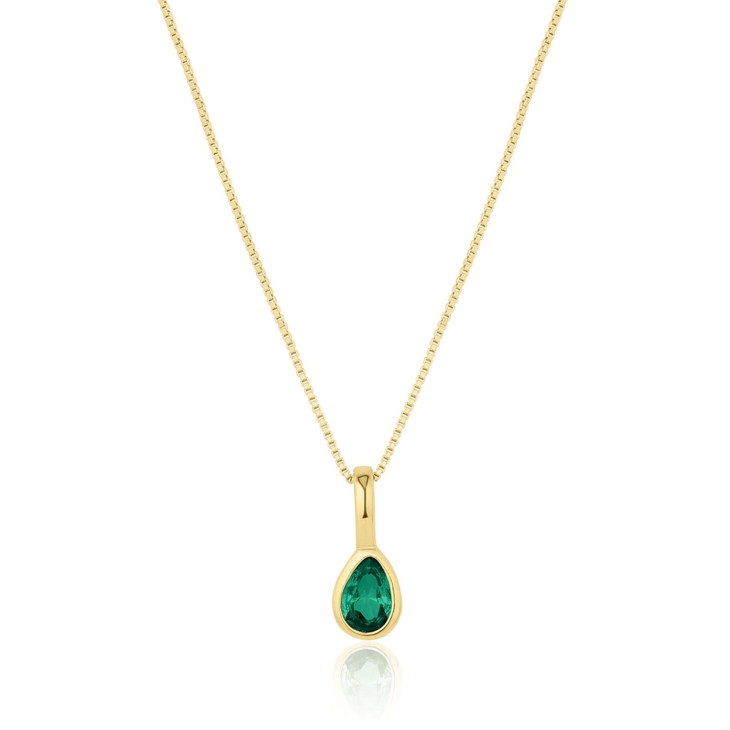Teardrop Cubic Zirconia Birthstone Necklace 18k Gold Over Brass