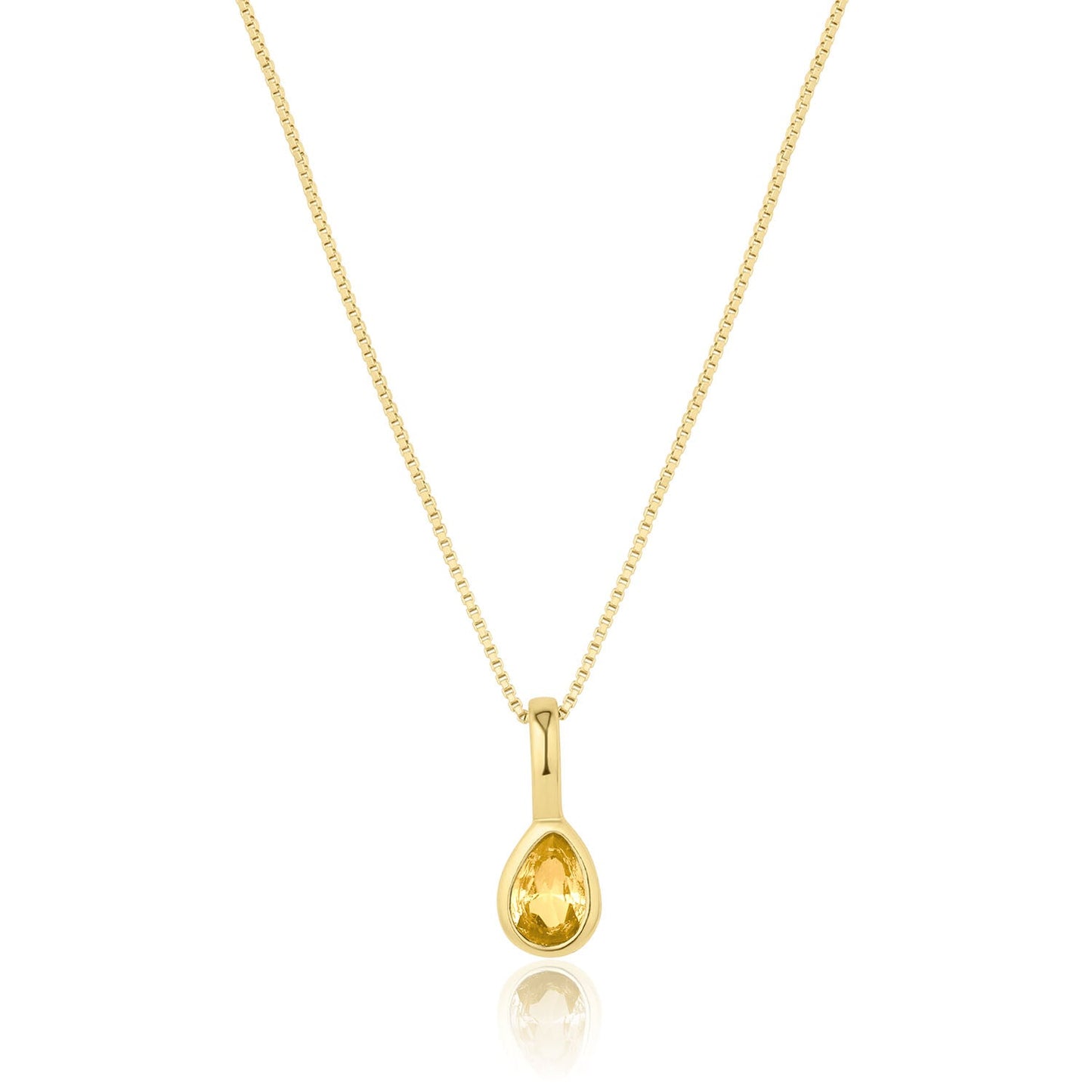 Teardrop Cubic Zirconia Birthstone Necklace 18k Gold Over Brass