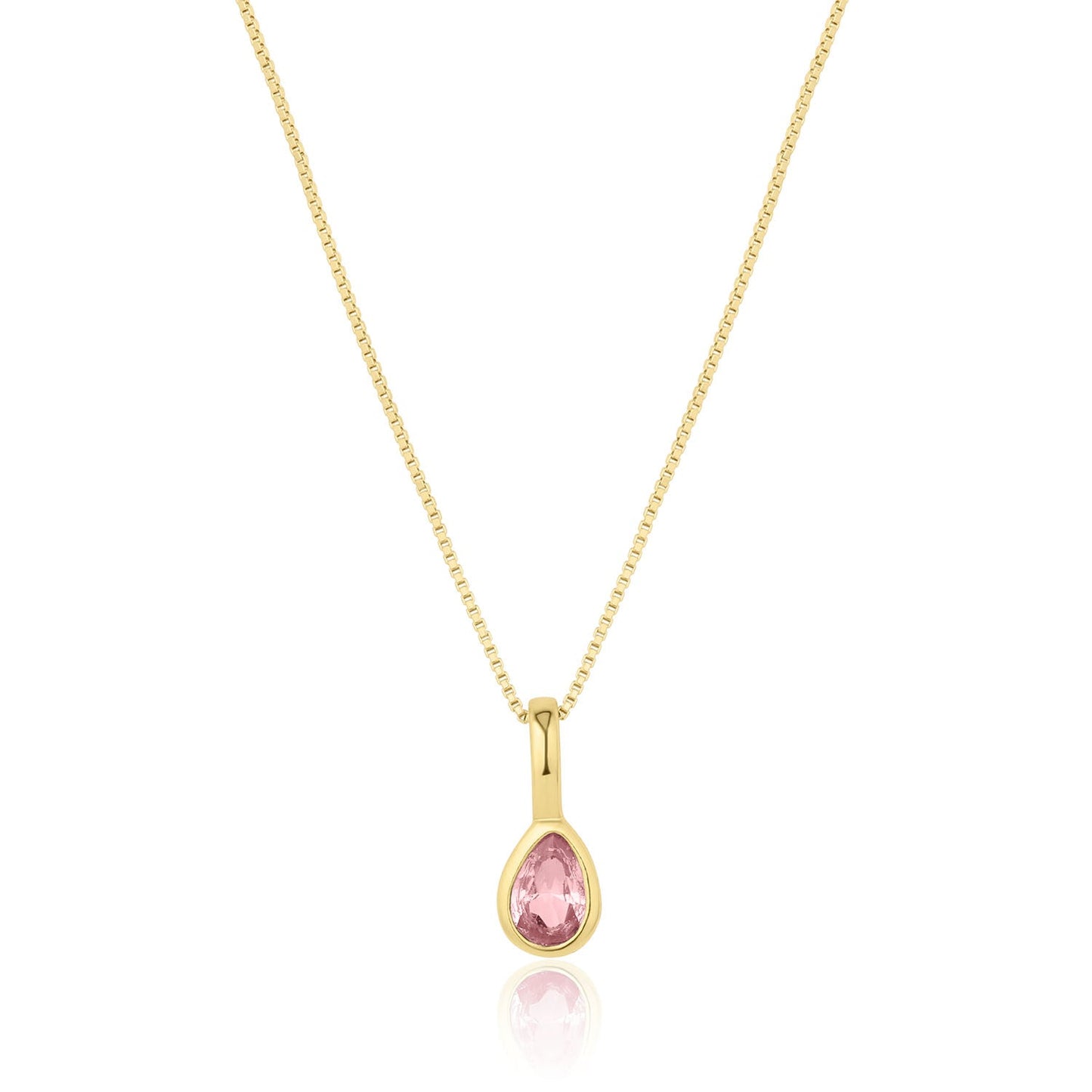 Teardrop Cubic Zirconia Birthstone Necklace 18k Gold Over Brass