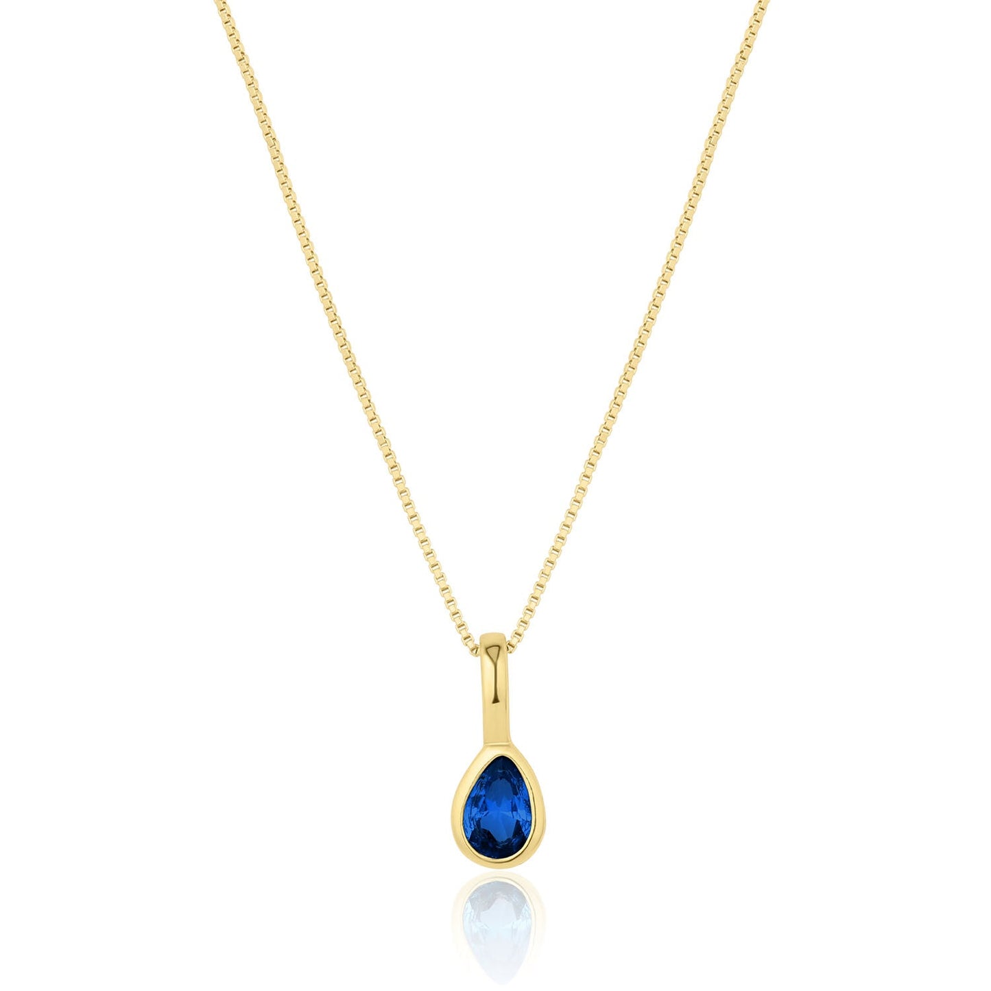 Teardrop Cubic Zirconia Birthstone Necklace 18k Gold Over Brass
