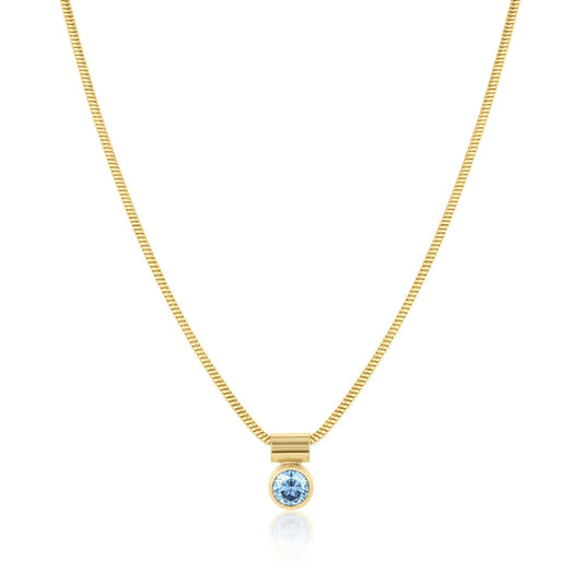 Something Blue 4mm Cubic Zirconia Necklace 18k Gold over Brass Ellie