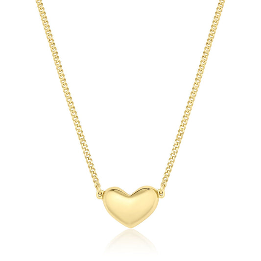 Mila 24k Gold Over Brass Puffy Heart Necklace