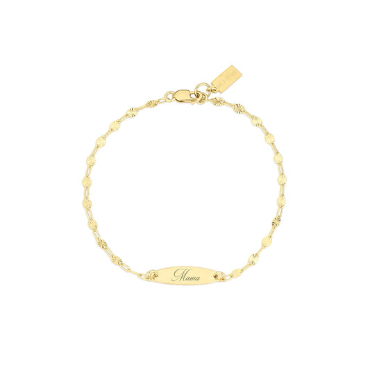 14k Gold Filled Starburst Chain Bracelet with Laser Engraved Connector Mama Banks