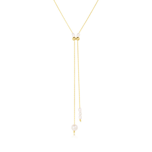 Zara Freshwater Pearl Lariat Necklace 14k Gold Filled