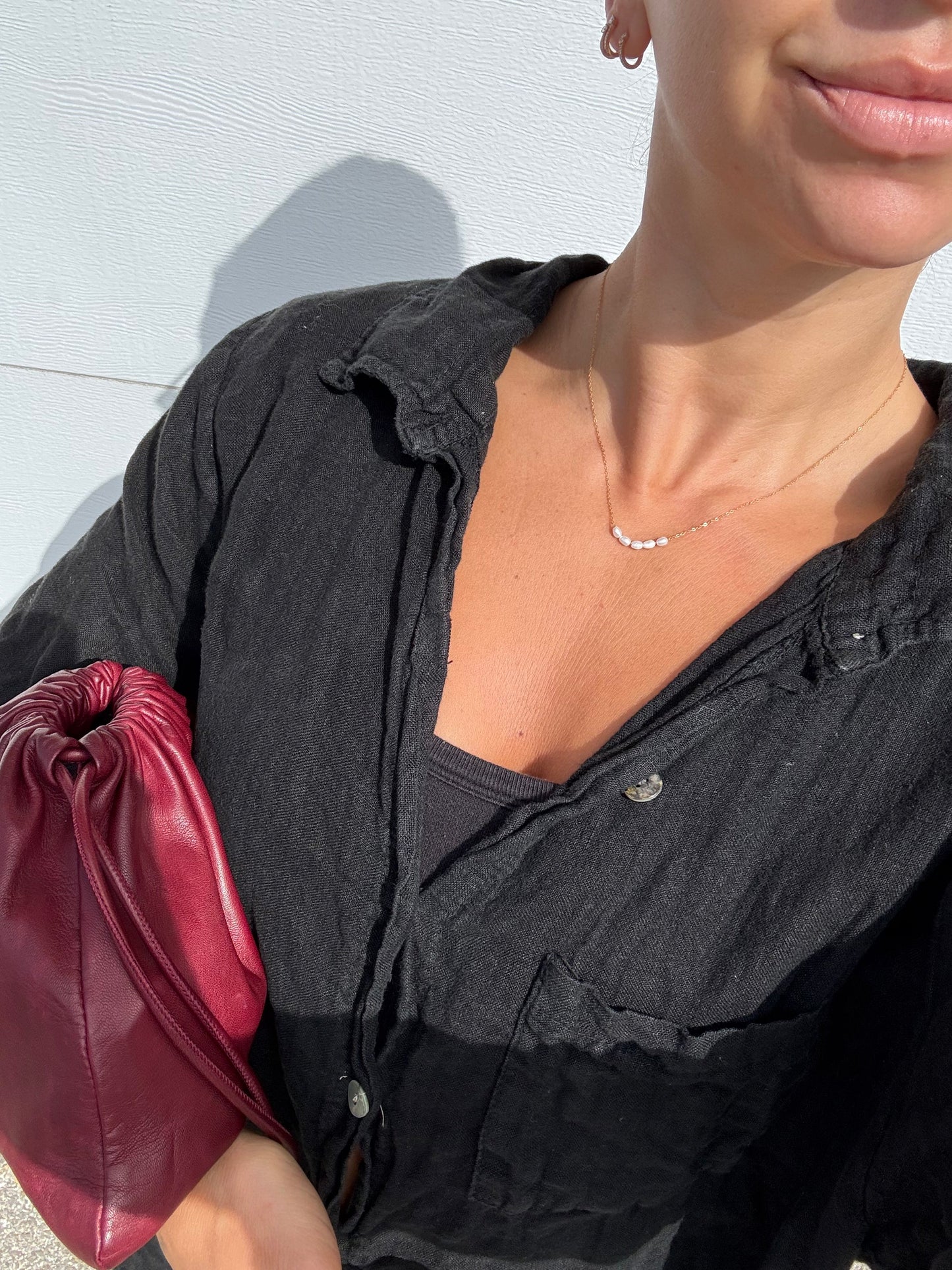 Freshwater Pearl Cable Chain Necklace 14k Gold Filled or Sterling Silver Landon Necklace