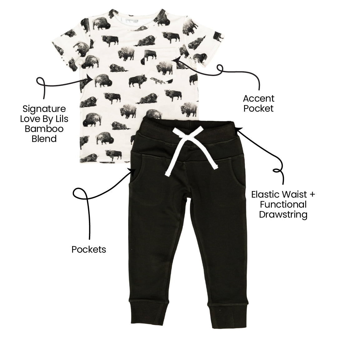 Bamboo Pocket Tee + Jogger Set Short Sleeve Kids Daywear Stetson