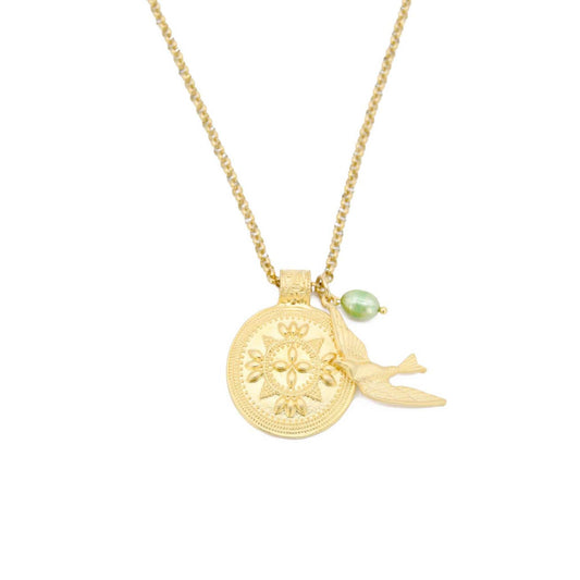 Swallow Bird 18k Gold Plated Necklace ADIBA