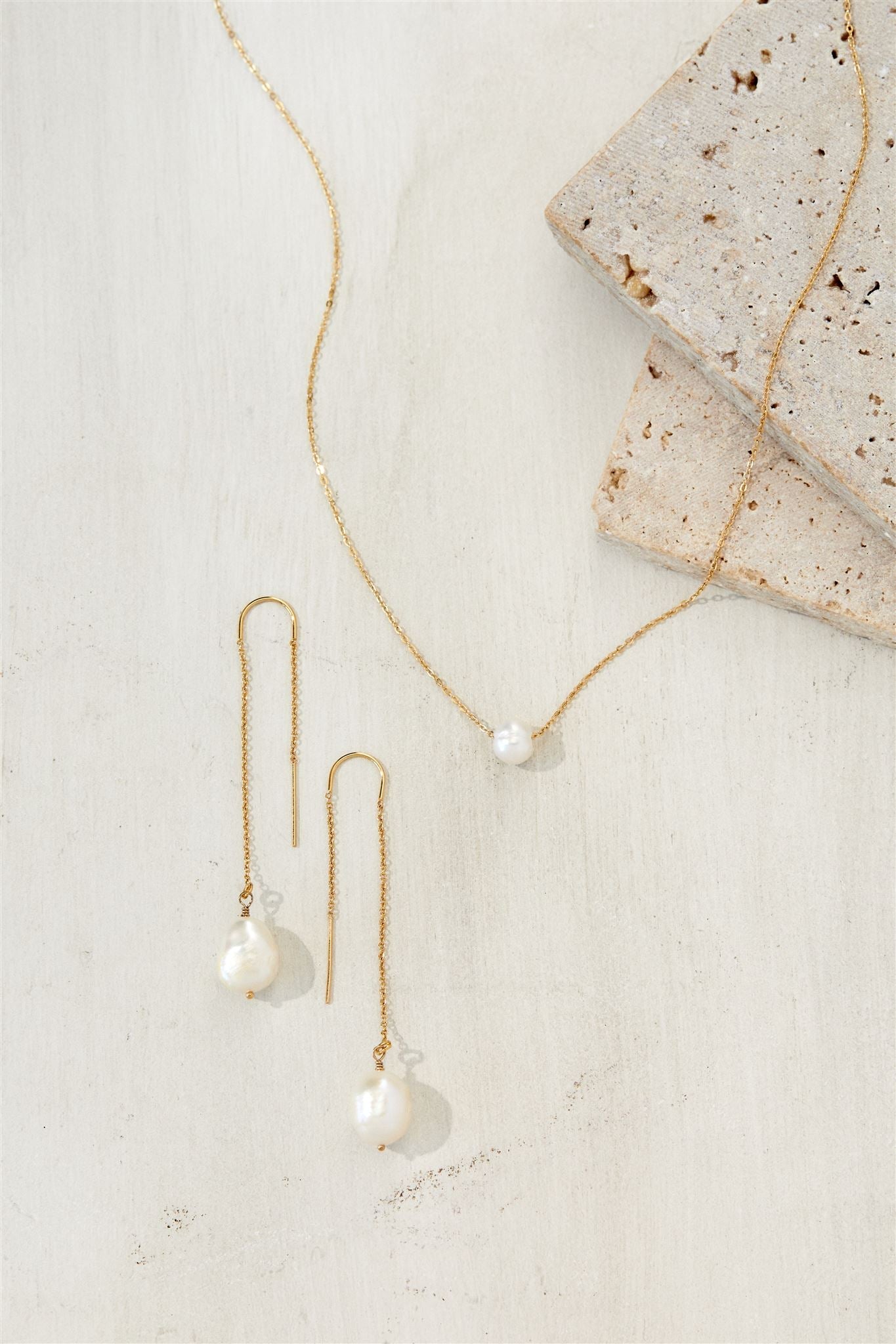 Sabina 14k Gold Filled and Sterling Silver Threaders with Keshi Pearls