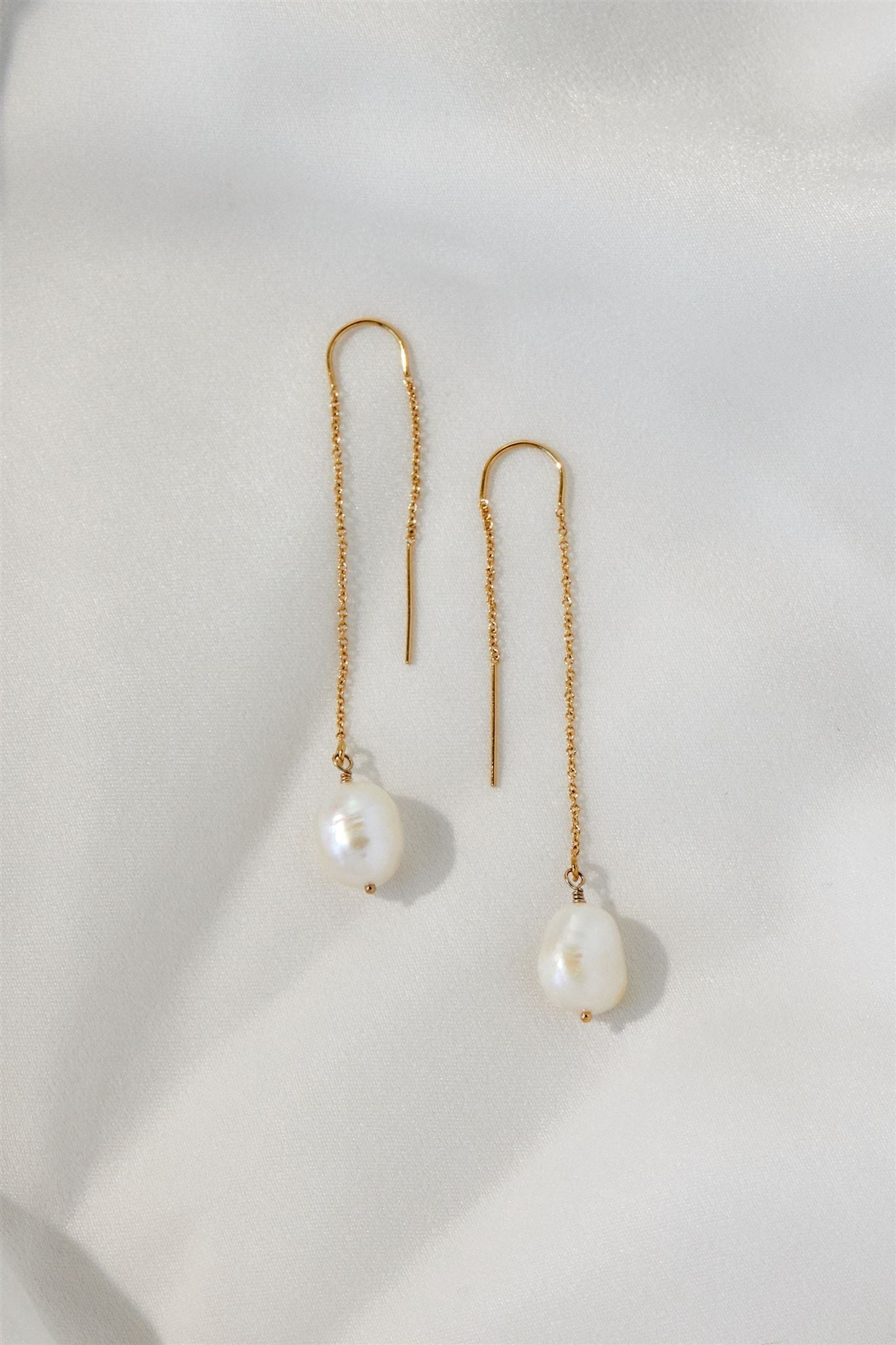 Sabina 14k Gold Filled and Sterling Silver Threaders with Keshi Pearls