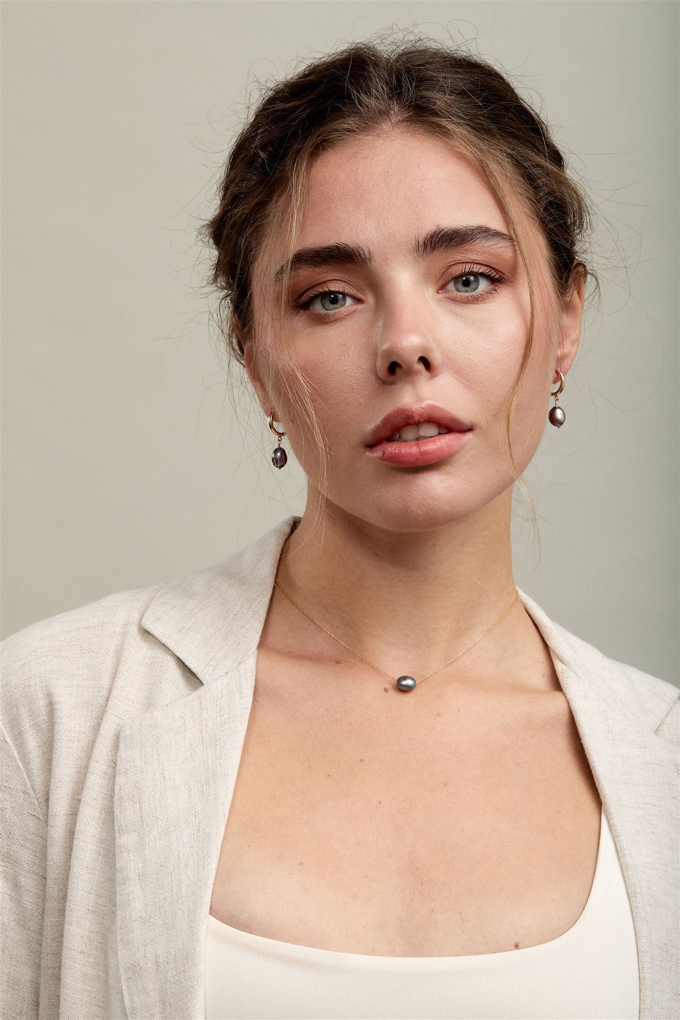 14k Gold Filled Freshwater Pearl 15mm Hoop Earrings Adelle