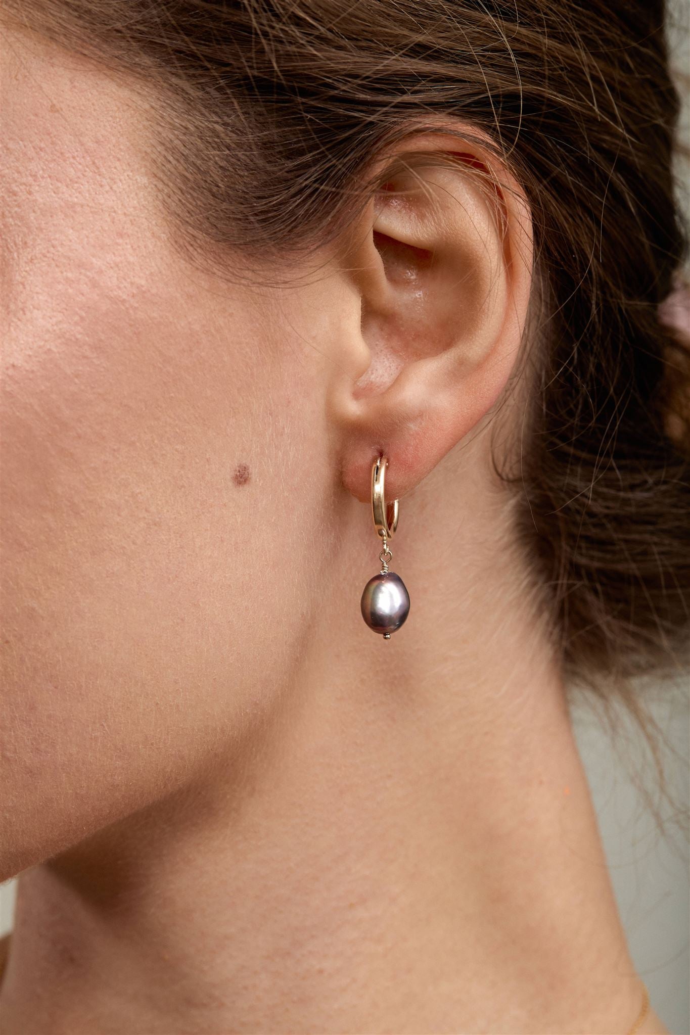 14k Gold Filled Freshwater Pearl 15mm Hoop Earrings Adelle